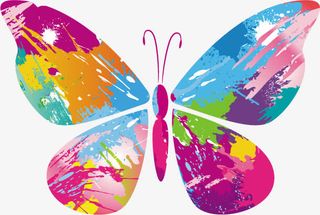 绚丽的五彩颜料蝴蝶免抠