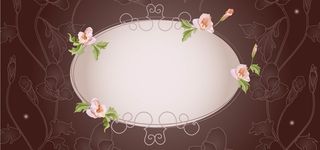 椭圆形花框花卉底纹背景高清