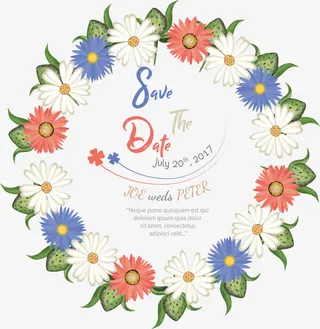 三色小雏菊花环免抠