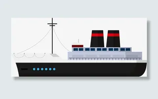 手绘卡通扁平化轮船免抠