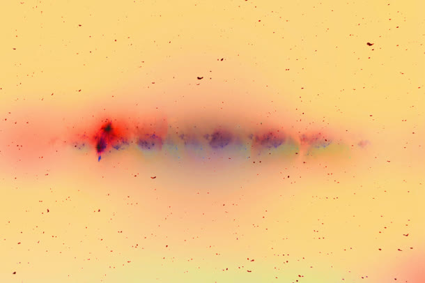 黄色背景红色点缀黑色粉尘