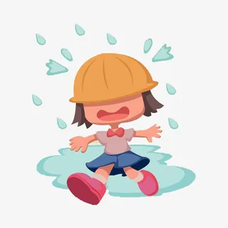 一位在雨中奔跑的女孩PNG下载免抠