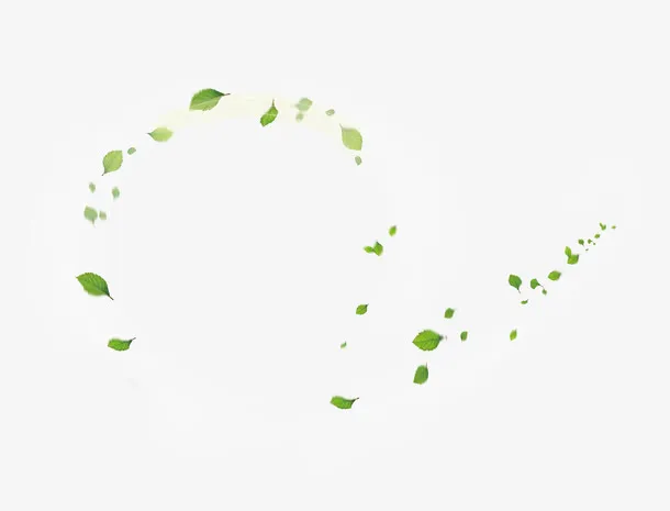 绿色树叶旋风漂浮素材免抠