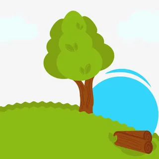 手绘郊外风景免抠