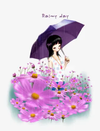 撑着雨伞的女孩免抠