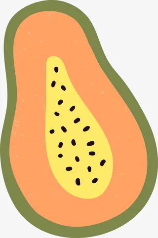 夏日沙滩水果手绘免抠