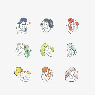 母亲手绘图案免抠