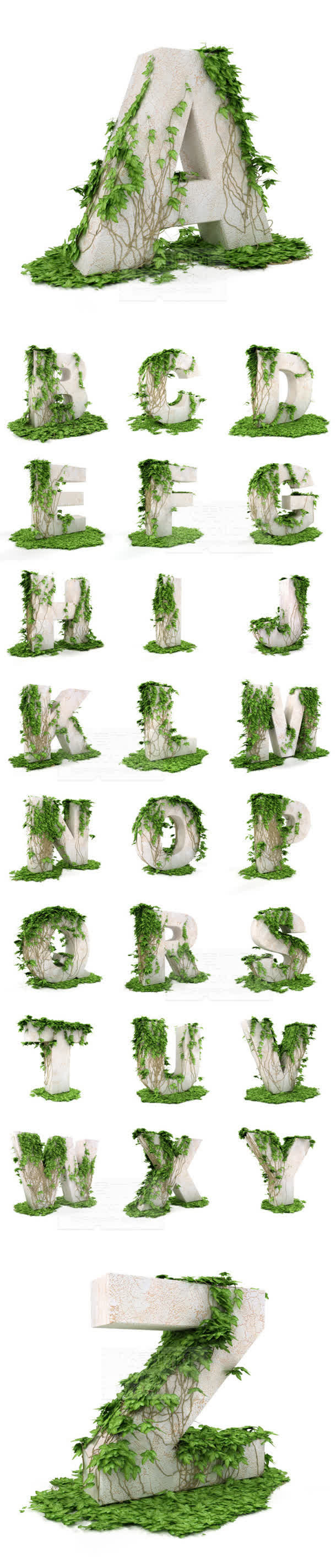 布满藤蔓立体英文字母免抠