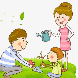 植树节快乐卡通插画免抠