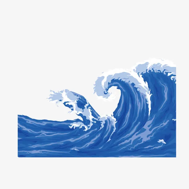 矢量深蓝色海浪海潮浪花免抠