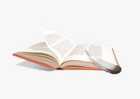 书籍和羽毛免抠