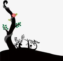 黑色枯树海报背景七夕情人节