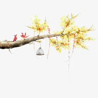 树枝上的小鸟免抠