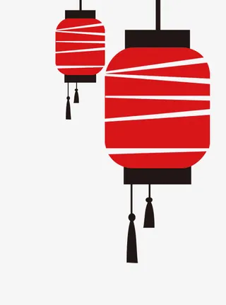手绘极简灯笼免抠