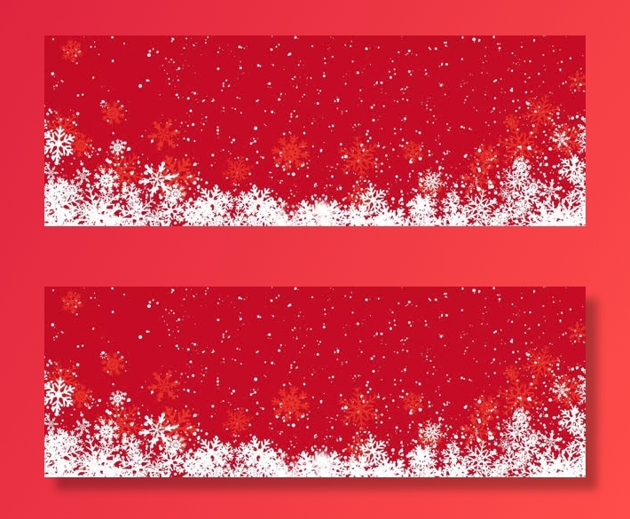 红底白色雪花海报背景圣诞节免抠