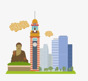 手绘卡通四川景点免抠