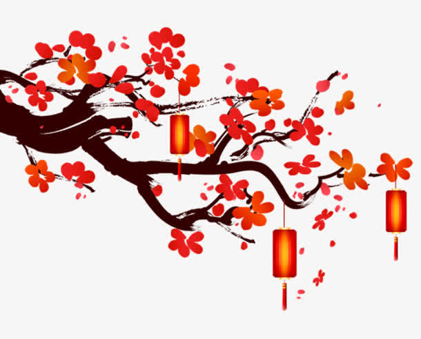 创意手绘扁平风格梅花免抠