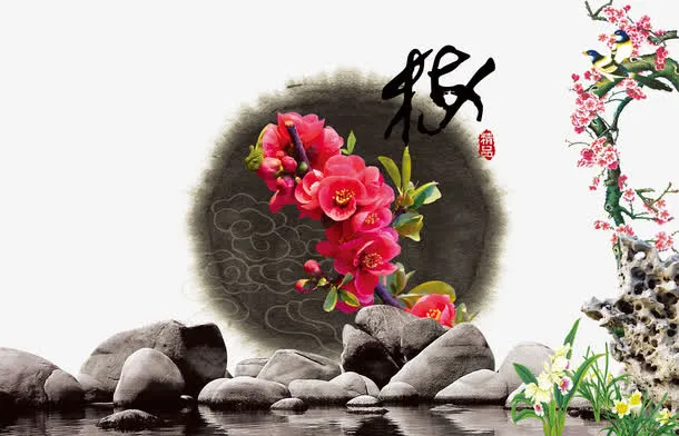 中国风梅花背景素材免抠