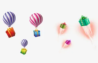 热气球上的礼物盒免抠