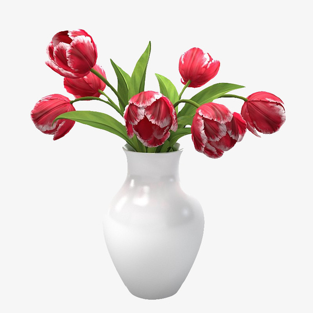 白边红色鲜花束免抠