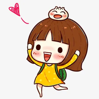 黄色衣服卡通小女孩免抠