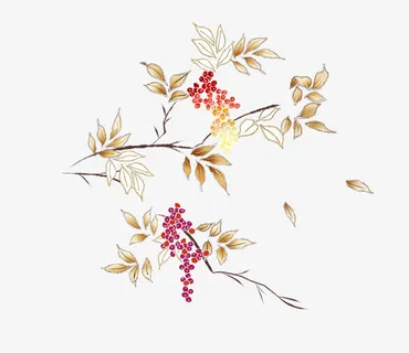 淡雅枝条花朵图案免抠