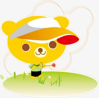 小熊标签绿地卡通海报促销素材免抠