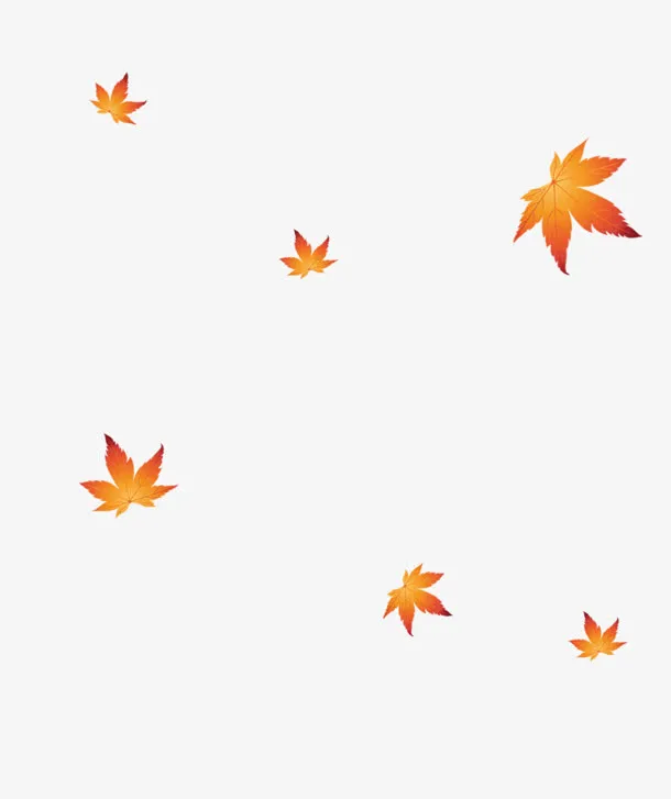 手绘黄色渐变枫叶免抠