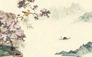 中国风工笔山水家居装饰画海报背景psd高清