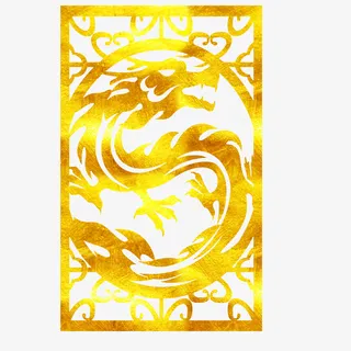 中国风装饰烫金渐变龙花纹免抠图免抠