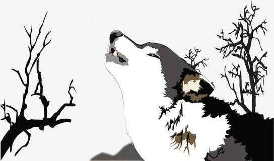 青狼啸月矢量图免抠