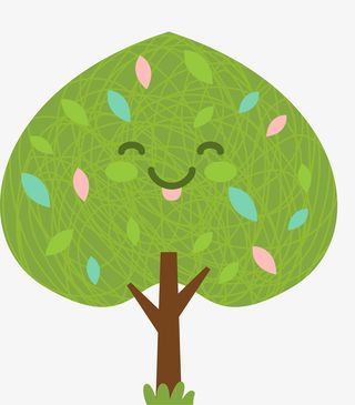 卡通手绘春天树木装饰插画免抠