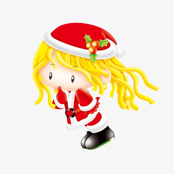 免扣png带圣诞帽小女孩免抠