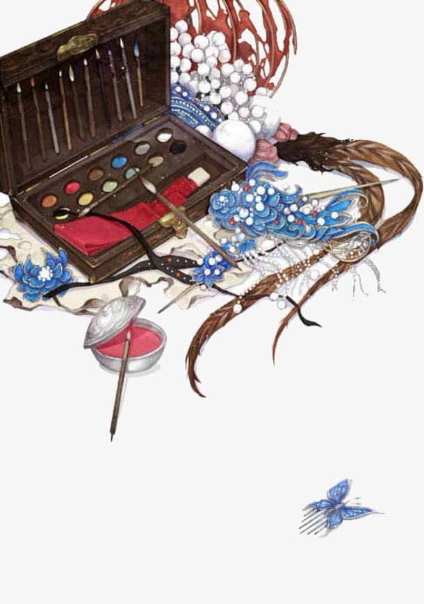 古风梳妆箱免抠
