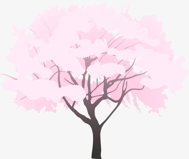 粉色美丽春季树木免抠