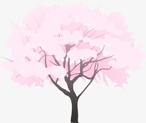 粉色美丽春季树木免抠