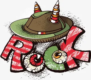 羊角帽子摇滚海报免抠