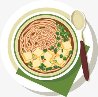 卡通创意面条装饰插画免抠