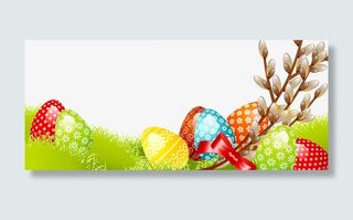 复活节彩蛋鲜花横幅装饰免抠