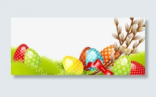复活节彩蛋鲜花横幅装饰免抠