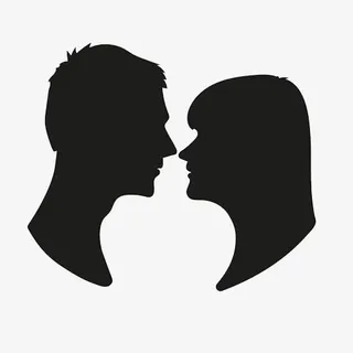 男女侧脸剪影免抠