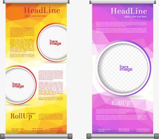 矢量彩色三角形展架免抠