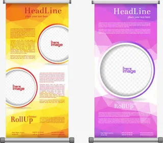 矢量彩色三角形展架免抠