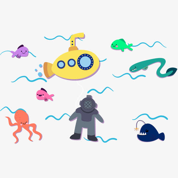 卡通潜水员免抠