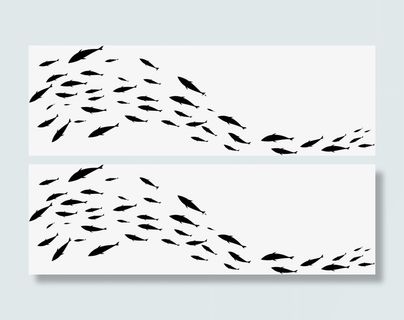 黑色扁平大海鱼群免抠