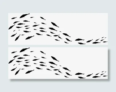 黑色扁平大海鱼群免抠