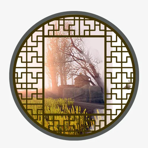 彩色质感装饰风景设计图免抠