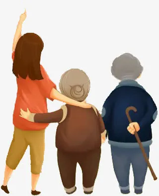 陪伴老人卡通免抠