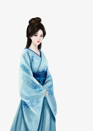蓝色衣服古风免抠
