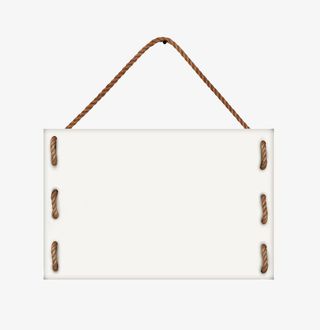 手绘穿线白色木牌匾免抠